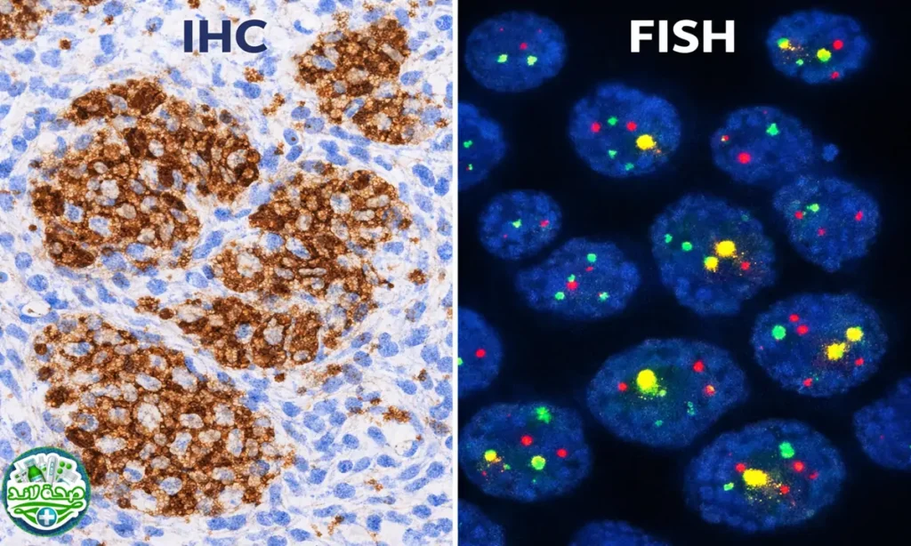 اختبار الكيمياء المناعية (IHC) و اختبار التهجين الموضعي (FISH)