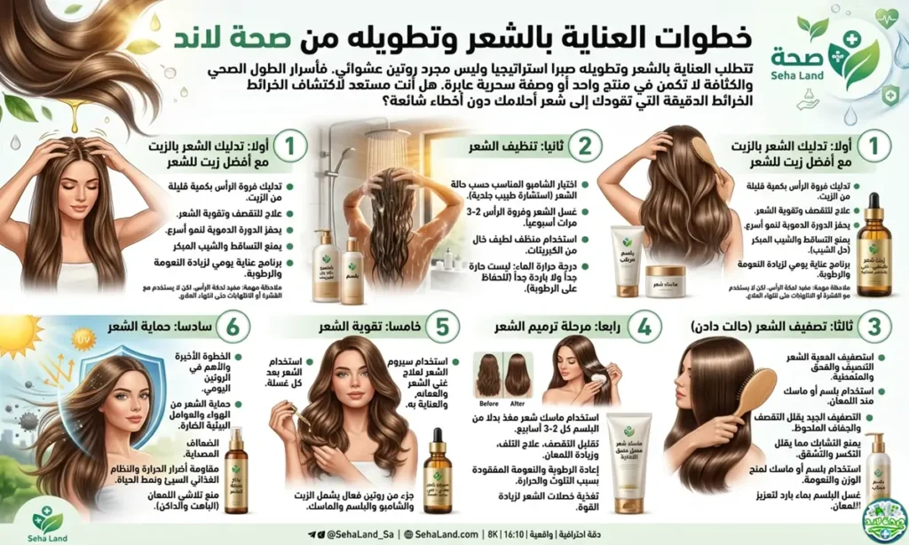 خطوات العناية بالشعر وتطويله