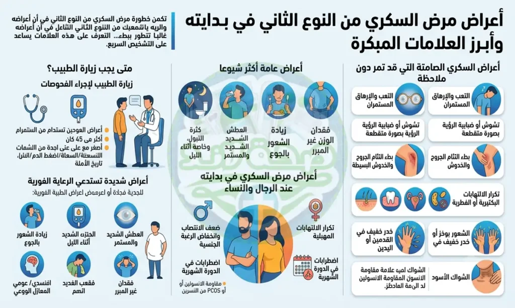 الأعراض للسكر النوع الثاني عند الرجال والنساء